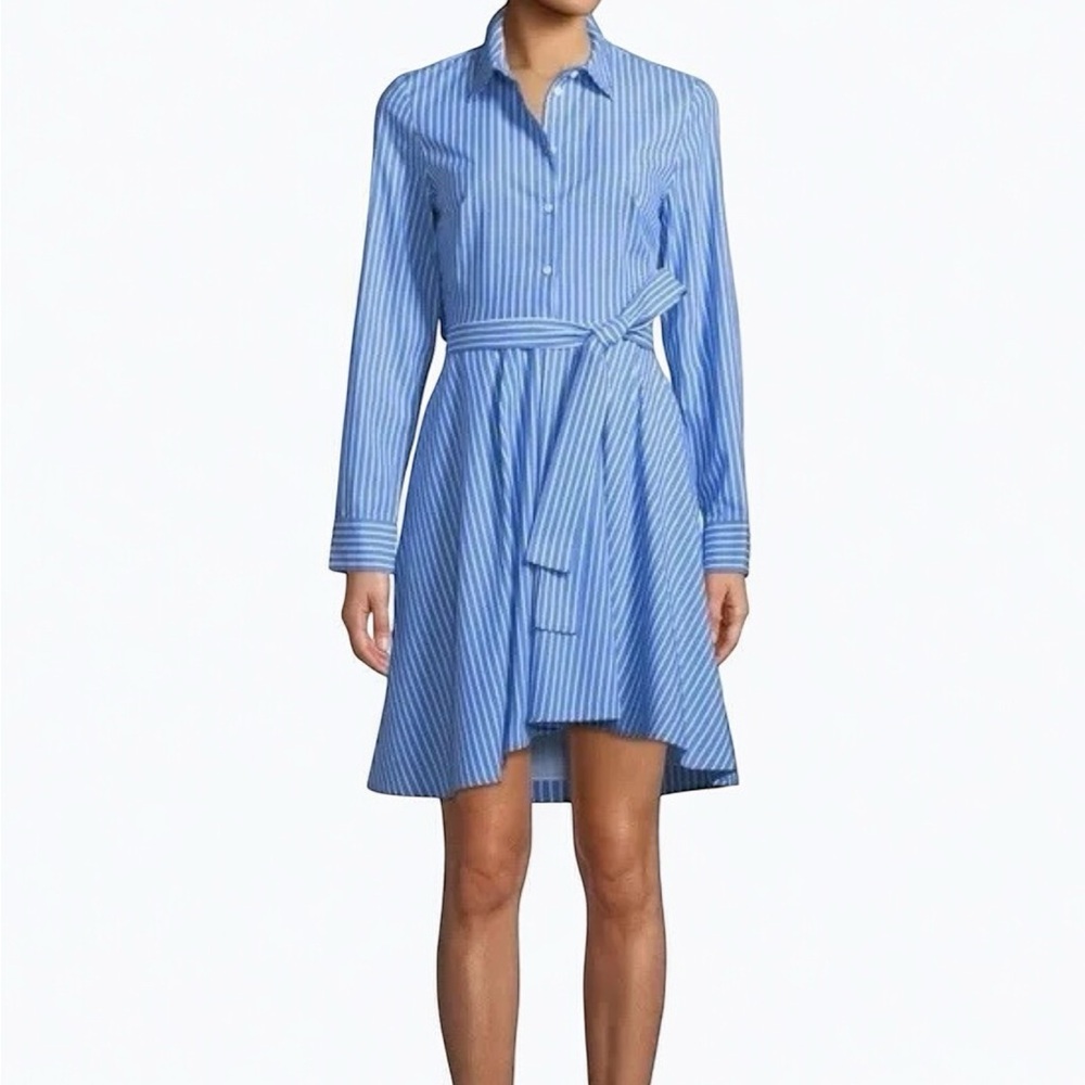 Club Monaco Striped Long Sleeve Mini Shirt Dress with Open Back size 0